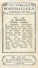 1933 Godfrey Phillips Victorian Footballers (A Series of 50) #39 Haydn Bunton Back